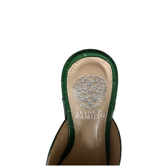 NS!!!  Vince Camuto Rachey Leather Croc Mules Green Size 6 Preppy Academia Quiet - Picture 7 of 12